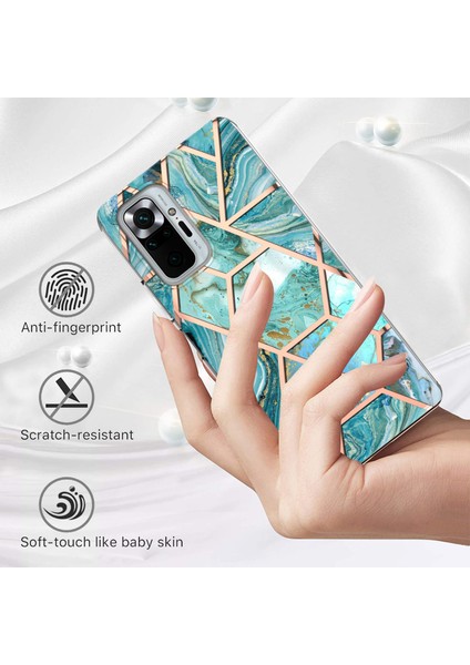 Imd Iml Tpu Telefon Kapağı Damla Dirençli 2.0mm Elektrapılaşma Mermer Desen Kılıfı Xiaomi Redmi Note 10 Pro Max/note 10 Pro 4g (Global)/(Hindistan) -Blue (Yurt Dışından) fiyatları