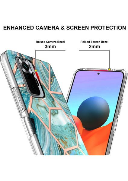 Imd Iml Tpu Telefon Kapağı Damla Dirençli 2.0mm Elektrapılaşma Mermer Desen Kılıfı Xiaomi Redmi Note 10 Pro Max/note 10 Pro 4g (Global)/(Hindistan) -Blue (Yurt Dışından) modelleri
