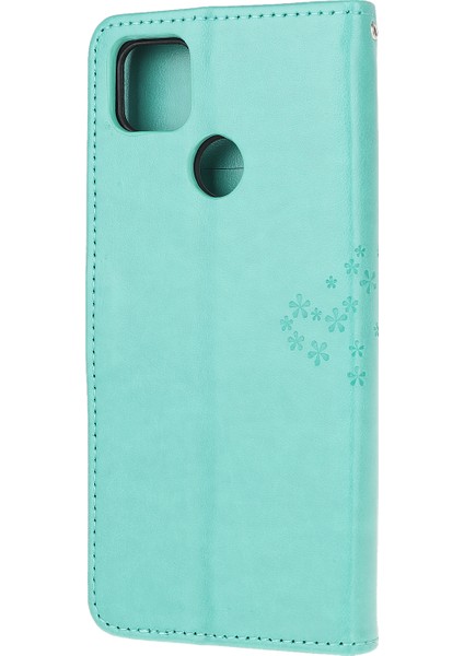 Baskı Ağacı Baykuş Deri Cüzdan Kılıfı Xiaomi Redmi 9c/9c Nfc-Green (Yurt Dışından)