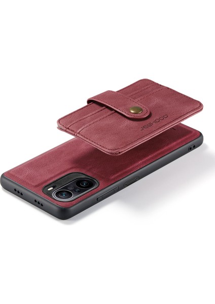Xiaomi Için Redmi K40/K40 Pro/mi 11I/POCO F3 Çizelge Anti-Çizelge Cüzdan Kılıf Şok Geçirmez Telefon Kapağı Rfıd Engelleme Koruyucu Destek Kablosuz Şarj-Kırmızı (Yurt Dışından)