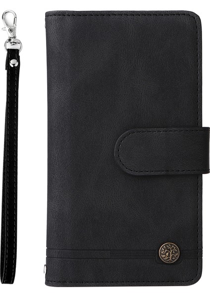 Cilt Dokunuşu Pu Deri Kart Yuvaları Fermuar Cüzdan Kılıf Flip Stand Çizgileri Xiaomi Redmi Için Kayış ile Baskılı Kapak Not 11 5g redmi Not 11T 5g/not 11S 5g-Black (Yurt Dışından) fiyatları