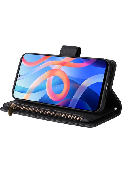 Cilt Dokunuşu Pu Deri Kart Yuvaları Fermuar Cüzdan Kılıf Flip Stand Çizgileri Xiaomi Redmi Için Kayış ile Baskılı Kapak Not 11 5g redmi Not 11T 5g/not 11S 5g-Black (Yurt Dışından) fırsatları