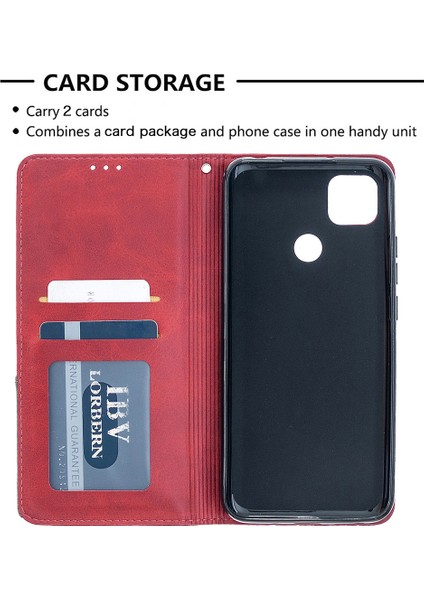 Xiaomi Redmi 9c/redmi 9c Nfc-Red Için Kart Tutucu Kılıflı Geometrik Desen Deri Deri (Yurt Dışından)