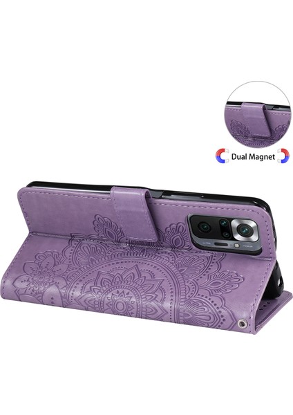Pu Deri Izin Çiçekler Desen Cüzdan Telefon Kılıfı Xiaomi Redmi Için Kradard ile Note 10 Pro Max/redmi Note 10 Pro-Moral (Yurt Dışından)