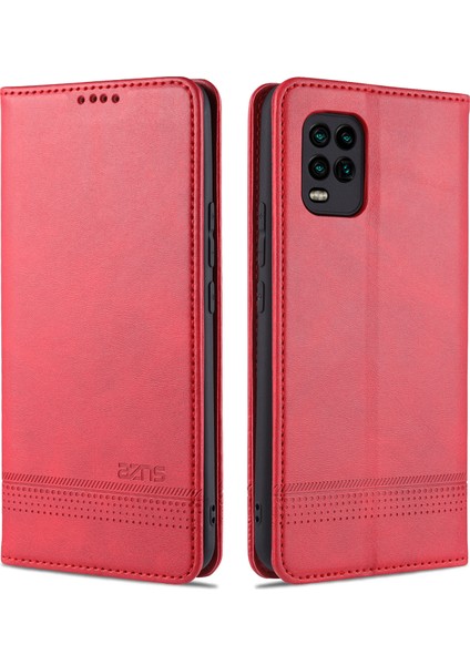 Xiaomi Mi Için 10 Lite 5g Otomatik Absorlanmış Deri Cüzdan Kabuğu Kasa Kırmızısı (Yurt Dışından)
