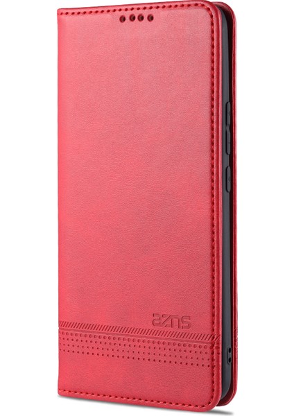 Xiaomi Mi Için 10 Lite 5g Otomatik Absorlanmış Deri Cüzdan Kabuğu Kasa Kırmızısı (Yurt Dışından)
