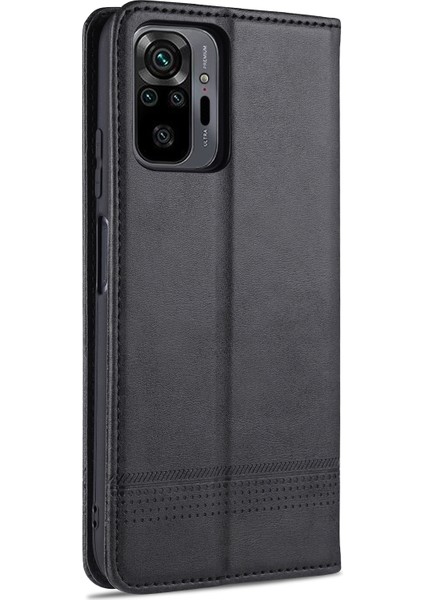 Stand Cüzdan Xiaomi Redmi Için Otomatik Absorlanmış Manyetik Deri Kılıf Not 10 Pro/not 10 Pro Max-Black (Yurt Dışından)