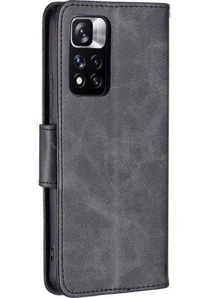 Şok-Absorpsiyon Dokulu Pu Deri Telefon Cüzdan Kılıf Kapağı Stand ve Bilek Kayışı ile Xiaomi Redmi Not 11 Pro+ 5g/redmi Not 11 Pro 5g (Çin) (Mediatek) -Black (Yurt Dışından) modelleri