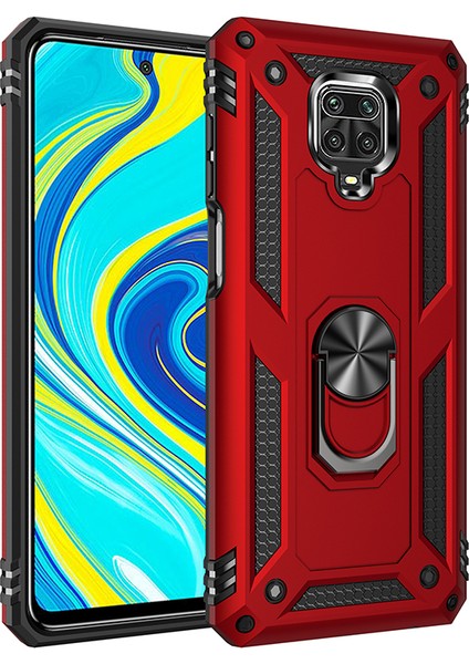 Hibrid Pc Tpu Kickstand Armor Telefon Kılıfı Xiaomi Redmi Note 9 Pro/redmi Note 9s-Red (Yurt Dışından)