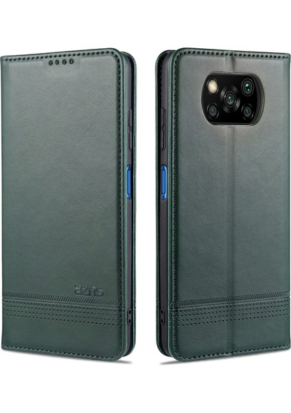 Xiaomi Poco X3/poco X3 Nfc-Dark Green Için Otomatik Emilmiş Deri Cüzdan Stand Koruyucu Kapak Kılıfı (Yurt Dışından)