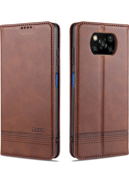 Xiaomi Poco X3/poco X3 Nfc-Brown Için Otomatik Emilmiş Deri Cüzdan Stand Koruyucu Kapak Kılıfı (Yurt Dışından)