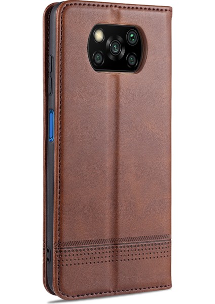 Xiaomi Poco X3/poco X3 Nfc-Brown Için Otomatik Emilmiş Deri Cüzdan Stand Koruyucu Kapak Kılıfı (Yurt Dışından)