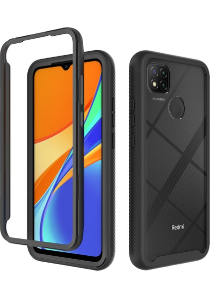Şok Geçirmez Pc+Tpu Xiaomi Redmi 9c/redmi 9c Nfc/redmi 9 (Hindistan)/xiaomi Poco C3-Black Için (Yurt Dışından)