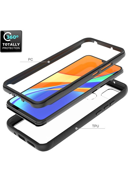 Şok Geçirmez Pc+Tpu Xiaomi Redmi 9c/redmi 9c Nfc/redmi 9 (Hindistan)/xiaomi Poco C3-Black Için (Yurt Dışından)