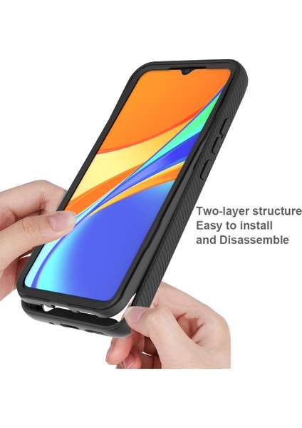 Şok Geçirmez Pc+Tpu Xiaomi Redmi 9c/redmi 9c Nfc/redmi 9 (Hindistan)/xiaomi Poco C3-Black Için (Yurt Dışından)