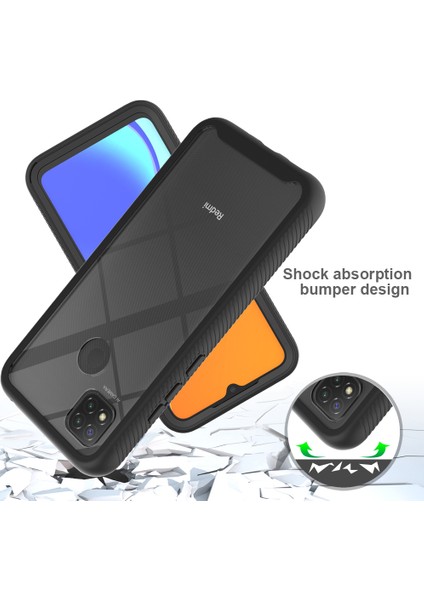 Şok Geçirmez Pc+Tpu Xiaomi Redmi 9c/redmi 9c Nfc/redmi 9 (Hindistan)/xiaomi Poco C3-Black Için (Yurt Dışından)