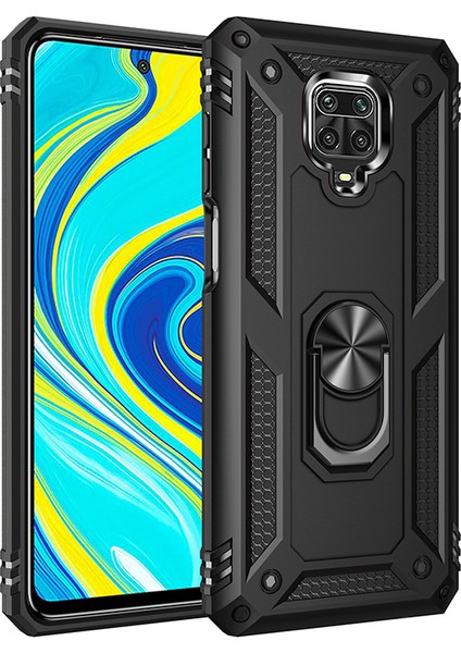 Xiaomi Redmi Için Hibrid Pc Tpu Kickstand Armor Telefon Kılıfı Note 9 Pro/redmi Note 9s-Black (Yurt Dışından)