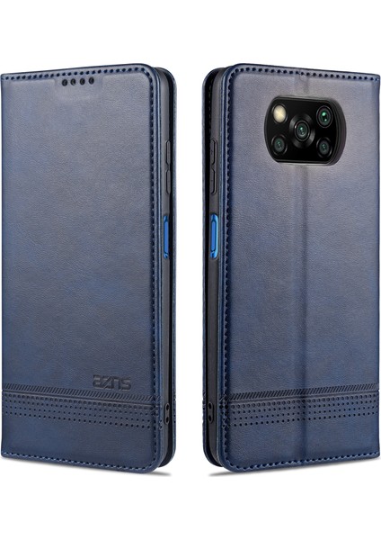 Xiaomi Poco X3/poco X3 Nfc-Dark Mavi Için Otomatik Emilmiş Deri Cüzdan Stand Koruyucu Kapak Kılıfı (Yurt Dışından)