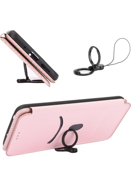 Xiaomi Için Redmi Note 10 Pro/pro Max Otomatik Absorlanmış Deri Kapak Çıkarılabilir Halka ile Karbon Fiber Doku Kickstand Strap-Gold (Yurt Dışından)