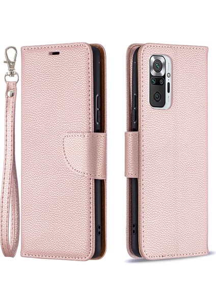 Litchi Grain Deri Cep Telefonu Kılıfı Cüzdan Standı Xiaomi Redmi Note 10 Pro Max/redmi Note 10 Pro-Rose Altın (Yurt Dışından)