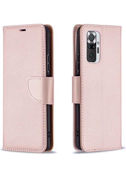 Litchi Grain Deri Cep Telefonu Kılıfı Cüzdan Standı Xiaomi Redmi Note 10 Pro Max/redmi Note 10 Pro-Rose Altın (Yurt Dışından)