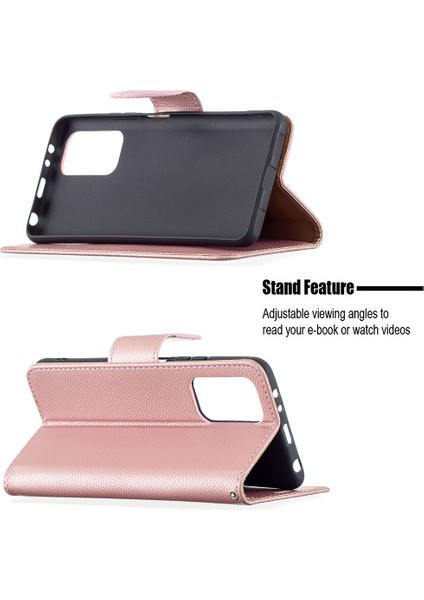 Litchi Grain Deri Cep Telefonu Kılıfı Cüzdan Standı Xiaomi Redmi Note 10 Pro Max/redmi Note 10 Pro-Rose Altın (Yurt Dışından)