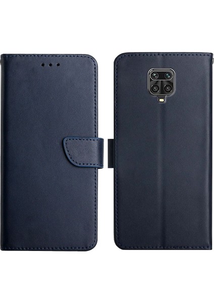Nappa Doku Orijinal Deri Telefon Kapağı Her Şey Dereceli Koruma Stand Stand Cüzdan Kılıfı Xiaomi Redmi Not 9s/note 9 Pro/note 9 Pro Max-Blue (Yurt Dışından)