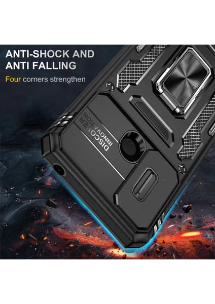 Xiaomi Redmi Için Zırh Serisi 9c/9c NFC/10A Şok Geçirmez Cep Telefon Kabuğu, Slayt Kamera Koruyucu Kickstand Telefon Kılıfı Pc+Tpu Koruyucu Kapak Black (Yurt Dışından) fiyatları