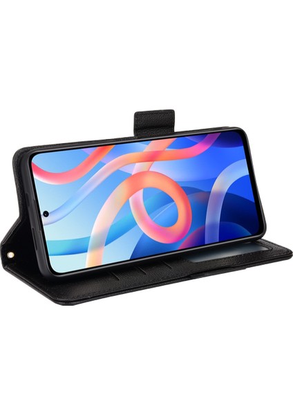 Litchi Doku Pu Deri Stand Cüzdan Kılıfı Çift Manyetik Kıta Şok Geçirmez Folio Xiaomi Redmi Için Not 11 5g (Çin) (Mediatek)/redmi Not 11T 5g/redmi Not 11S 5g-Black (Yurt Dışından) fırsatları