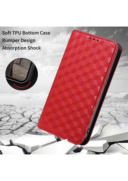 Şok Geçirmez Eşkenar Eşdeğer Cep Telefonu Kasası Pu Deri+Tpu Koruyucu Kapak Stand Cüzdanı ile Xiaomi Redmi 9c Nfc/xiaomi Redmi 9c-Red (Yurt Dışından)