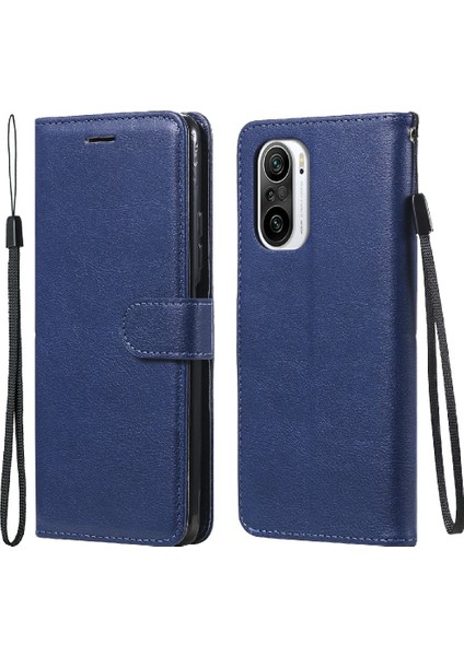 Deri Cüzdan Stand Telefon Kılıfı Xiaomi Redmi K40 Pro/redmi K40/POCO F3/mı 11I-BLUE Için (Yurt Dışından)