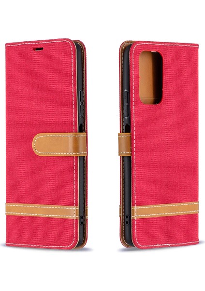 Xiaomi Redmi Için Çeşitli Kot Ceza Deri Cüzdan Kılıfı Not 10 Pro/redmi Note 10 Pro Max-Red (Yurt Dışından)