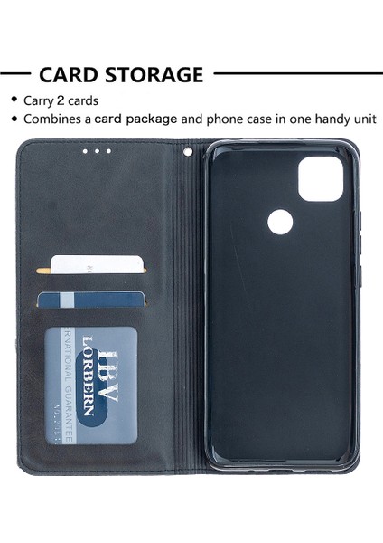 Xiaomi Redmi 9c/redmi 9c Nfc-Black Için Kart Tutucu Kasası ile Geometrik Desen Deri (Yurt Dışından)
