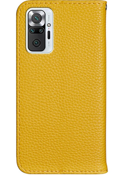 Retro Stil Litchi Doku Metal Manyetik Manyetik Toka Deri Kasa Kartı Yuvaları Xiaomi Için Telefon Kabuk Kapağı Note 10 Pro 4g (Hindistan)/4g (Global) -Yellow (Yurt Dışından)