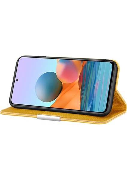 Retro Stil Litchi Doku Metal Manyetik Manyetik Toka Deri Kasa Kartı Yuvaları Xiaomi Için Telefon Kabuk Kapağı Note 10 Pro 4g (Hindistan)/4g (Global) -Yellow (Yurt Dışından)