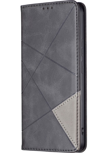 Rhombus Benzeri Baskılanmış Çizik Dirençli Manyetik Kapanma Kartı Yuvaları Tasarım Deri Telefon Kasası Xiaomi Redmi Note 11 Pro+ 5g/redmi Not 11 Pro 5g (Çin) (Mediatek) -Black (Yurt Dışından)