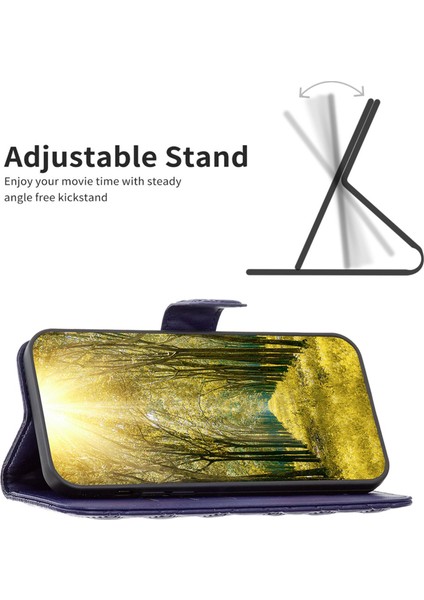 Xiaomi Için Poco X3/x3 Nfc/x3 Pro Matte Pu Deri Deri Telefon Cüzdan Standı Kılıf Rhanmombus Baskılı Koruyucu Kapak Mavisi (Yurt Dışından)