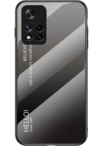Anti-Cratch Şok Geçirmez Tpu Çerçeve Renkli Tasarım Xiaomi Için Temperli Cam Arka Kapak Not 11 5g (Çin) (Mediatek)/not 11S 5g/not 11T 5g-Black Gri (Yurt Dışından)