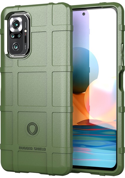 Şok Geçirmez Engebeli Kare Izgara Cilt Tpu Xiaomi Redmi Için Telefon Kılıfı Not 10 Pro/not 10 Pro Maks-Green (Yurt Dışından)