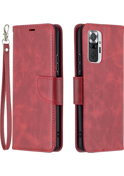 Cüzdan Deri Stand Kabuk Kapağı Kılıfı Xiaomi Redmi Note 10 Pro Max/redmi Note 10 Pro-Kırmızı (Yurt Dışından)