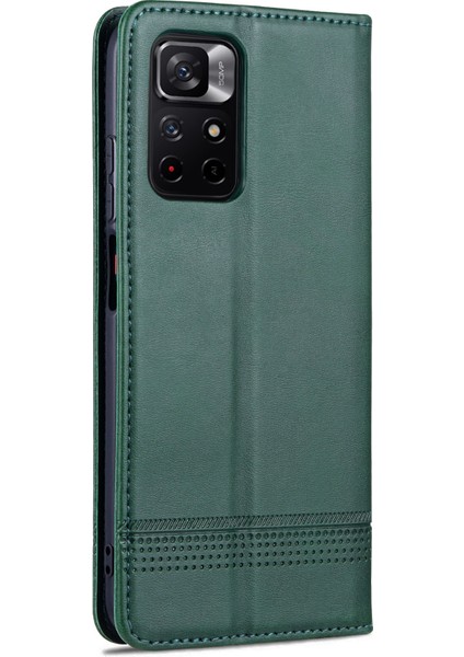Otomatik Emilen Cüzdan Tasarımı Pu Deri Deri Şok Geçirmez Xiaomi Redmi Için Not 11 5g (Çin) (Mediatek)/poco M4 Pro 5g-Yeşil (Yurt Dışından) fırsatları