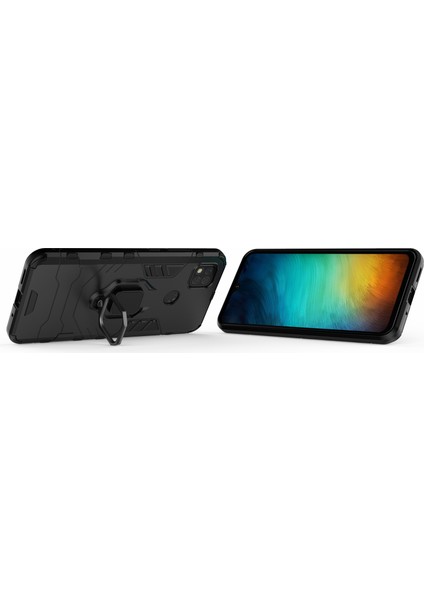 Tek Elle Tutan Parmak Yüzüğü Tutucu Kickstand Pc+Tpu Hibrid Kapak Xiaomi Redmi 9c/9c Nfc-Black (Yurt Dışından)