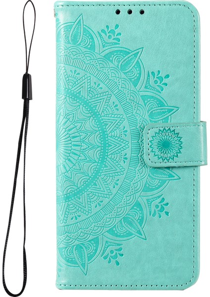 Basılı Mandala Çiçek Cüzdan Deri Deri Telefon Kılıfı Kesme Stand Standı Stand Standı Kabuğu Xiaomi Redmi Note 11 Pro 5g (Çin) (Mediatek)/not 11 Pro+ 5g-Green (Yurt Dışından)