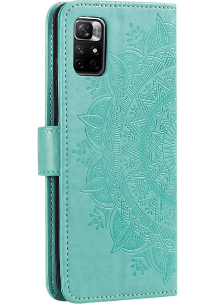 Basılı Mandala Çiçek Cüzdan Deri Deri Telefon Kılıfı Kesme Stand Standı Stand Standı Kabuğu Xiaomi Redmi Note 11 Pro 5g (Çin) (Mediatek)/not 11 Pro+ 5g-Green (Yurt Dışından) fırsatları