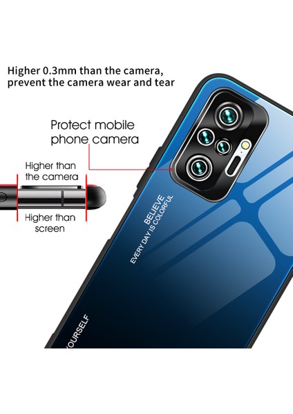 Gradyan Temperlenmiş Cam Cep Telefonu Kapağı Tpu Çerçeve Xiaomi Redmi Için Geri Kılıf Not 10 Pro/not 10 Pro Max-Red/siyah (Yurt Dışından)