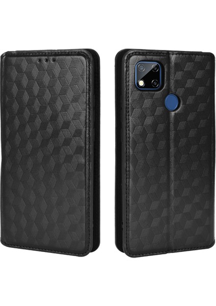 Şok Geçirmez Eşkenar Eşdeğer Cep Telefonu Kasası Pu Deri+Tpu Koruyucu Kapak Xiaomi Redmi 9c Nfc/xıaomı Redmı 9c-Black (Yurt Dışından)