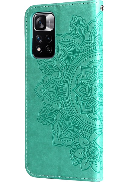 Baskı Çiçek Deseni Cüzdan Deri Koruyucu Telefon Kılıfı Xiaomi Redmi Için Katlanabilir Standlı Kabuk Not 11 Pro 5g (Çin) (Mediatek)/not 11 Pro+ 5g-Yeşil (Yurt Dışından) modelleri