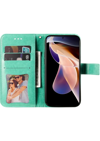 Baskı Çiçek Deseni Cüzdan Deri Koruyucu Telefon Kılıfı Xiaomi Redmi Için Katlanabilir Standlı Kabuk Not 11 Pro 5g (Çin) (Mediatek)/not 11 Pro+ 5g-Yeşil (Yurt Dışından) fırsatları