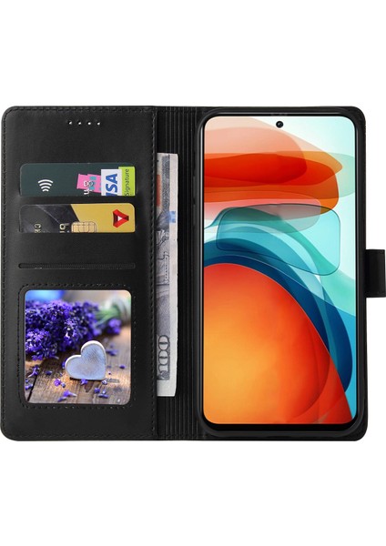 Çok Fonksiyonlu Kart Yuvası Telefon Kapağı Xiaomi Redmi Stand ile Deri Cüzdanlı Telefon Kılıfı Note 10 Pro 4g (Global)/note 10 Pro 4g (Hindistan)/note 10 Pro Max-Black (Yurt Dışından)