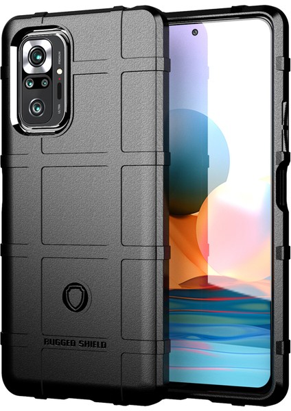 Xiaomi Redmi Için Şok Geçirmez Sağlam Kare Izgara Cilt Tpu Telefon Kılıfı Kabuğu Not 10 Pro/not 10 Pro Max-Black (Yurt Dışından)